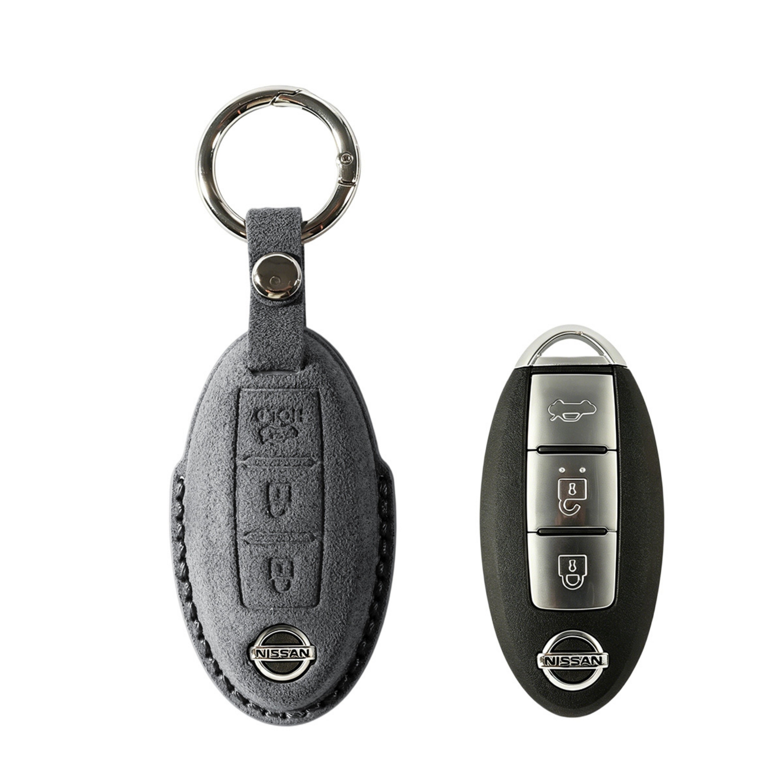 Alcantara Car Key Fob Cover for Nissan Model B - Space Grey