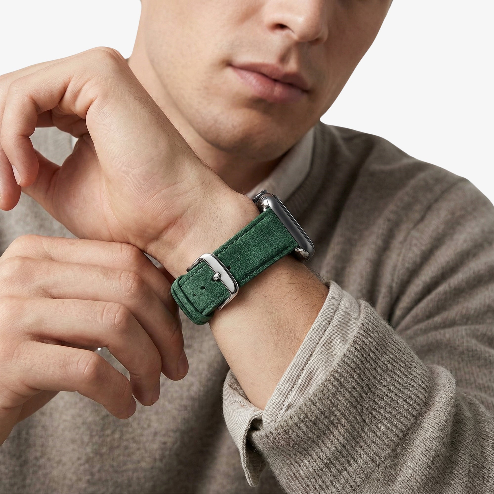 Alcantara Apple Watch Band With Buckle - Midnight Green - 42/44/45/46mm & Ultra (49mm) - Alcanside