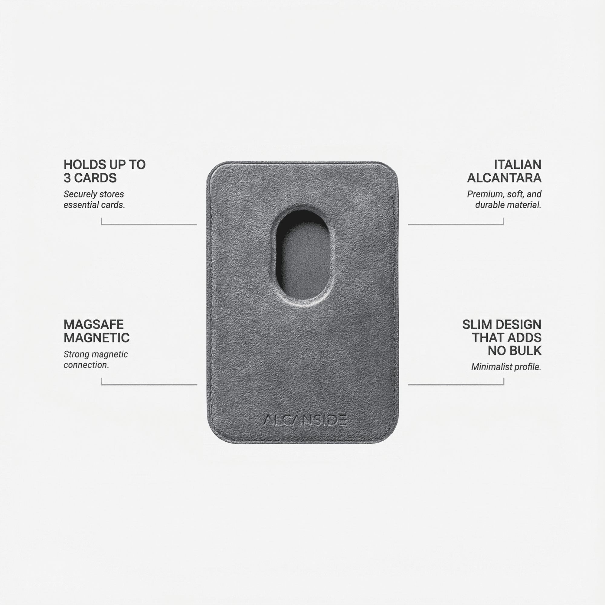 Alcantara MagSafe Wallet - Nardo Gray - Alcanside