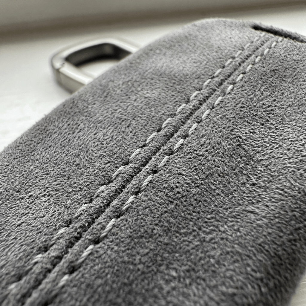 Alcantara Car Key Fob Cover for Audi Model C with Buckle - Space Grey - Alcanside