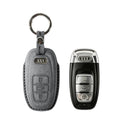 Alcantara Car Key Fob Cover for Audi Model C with Buckle - Space Grey