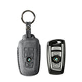 Alcantara Car Key Fob Cover for BMW Model A with Buckle - Space Grey