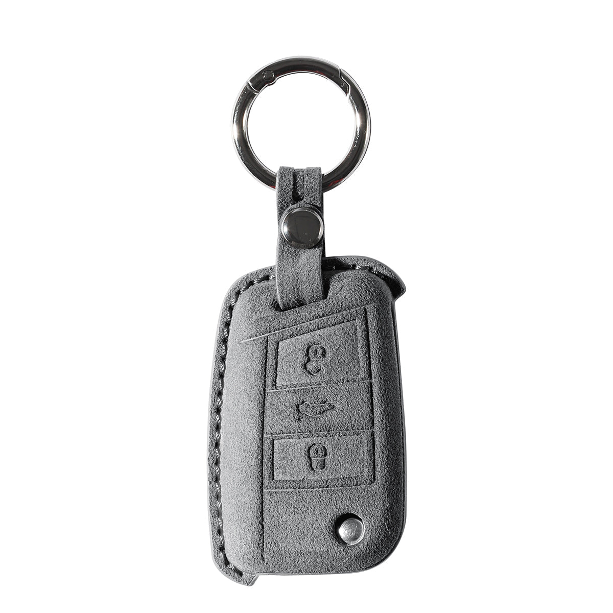 Alcantara Car Key Fob Cover for Volkswagen | Model A with Buckle - Space Grey - Alcanside