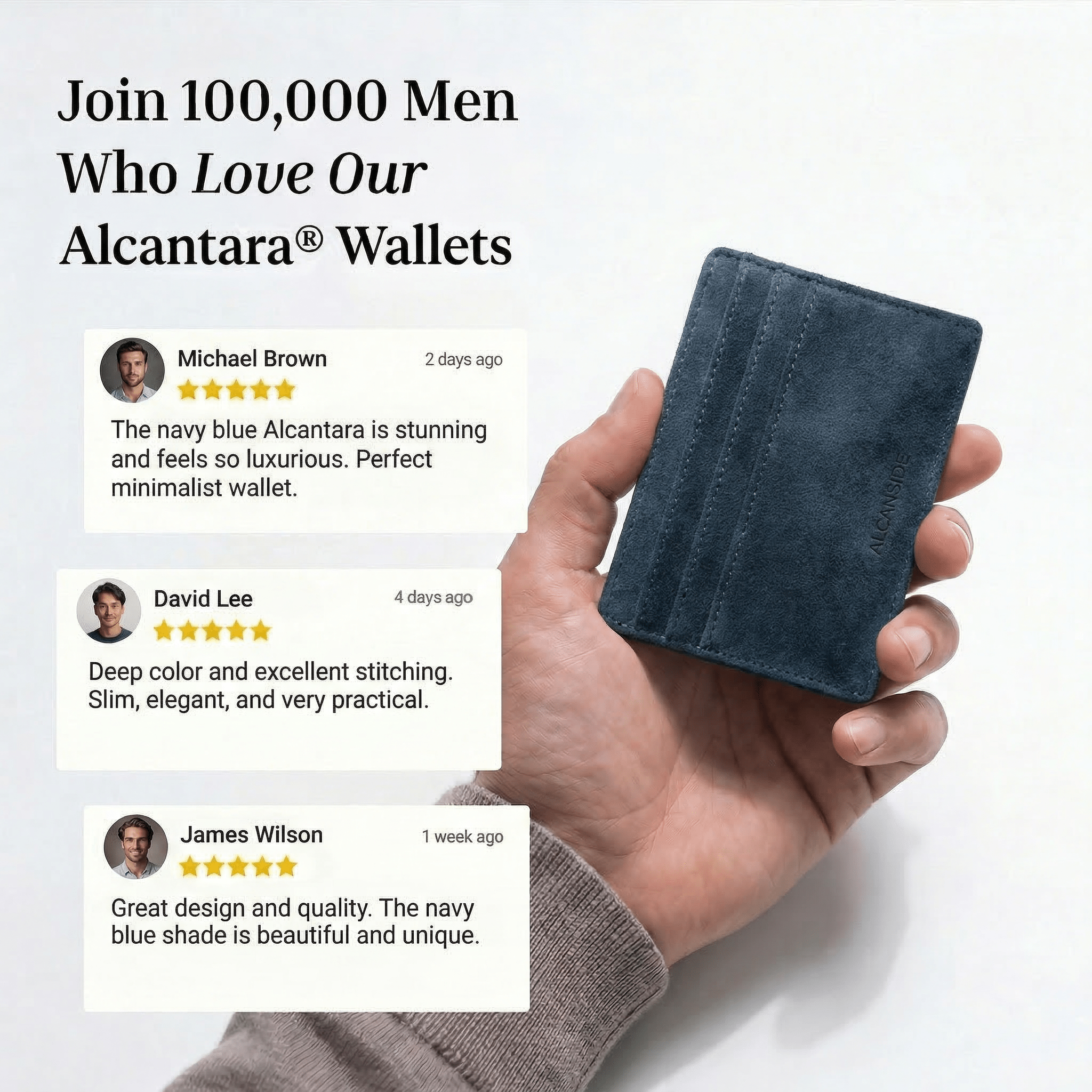 Alcantara Card Wallet - Navy Blue - Alcanside