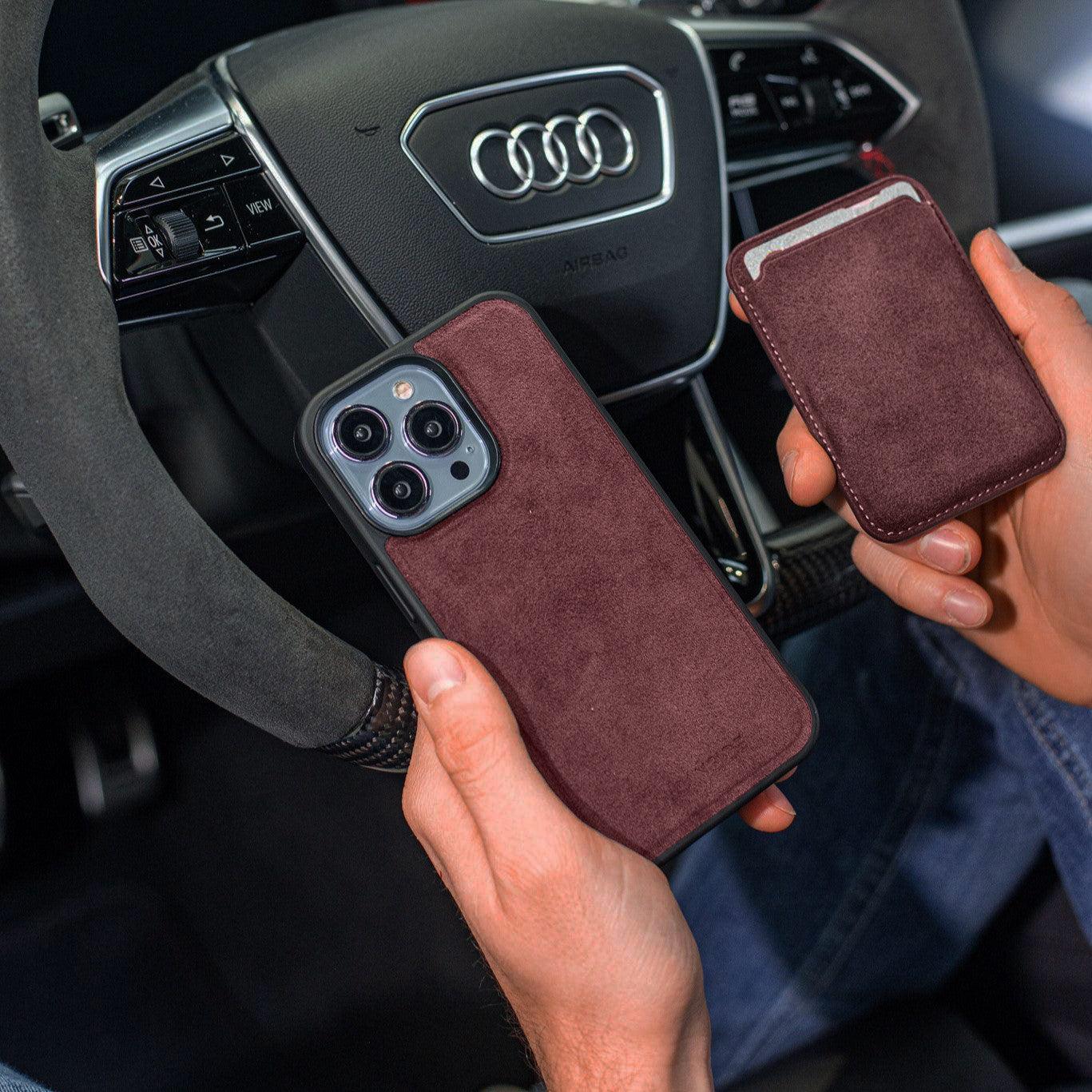 iPhone 15 Plus - Alcantara Back Cover - Wine Red - Alcanside