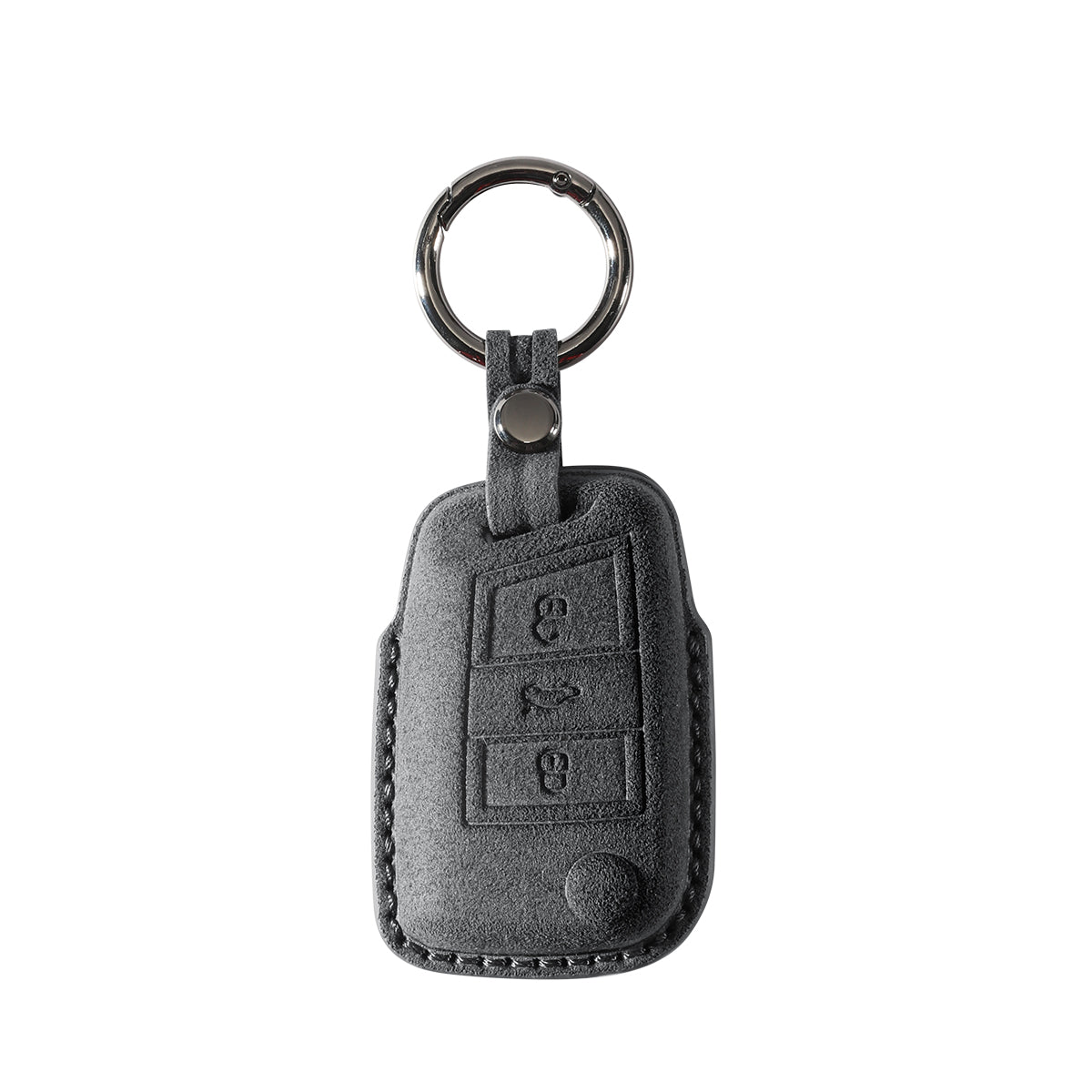 Alcantara Car Key Fob Cover for Volkswagen Model F with Buckle - Space Grey
